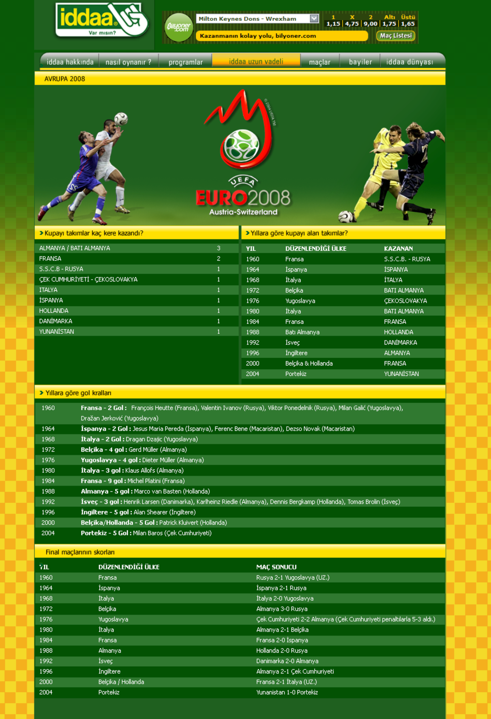 iddaa.com EURO 2008 homepage