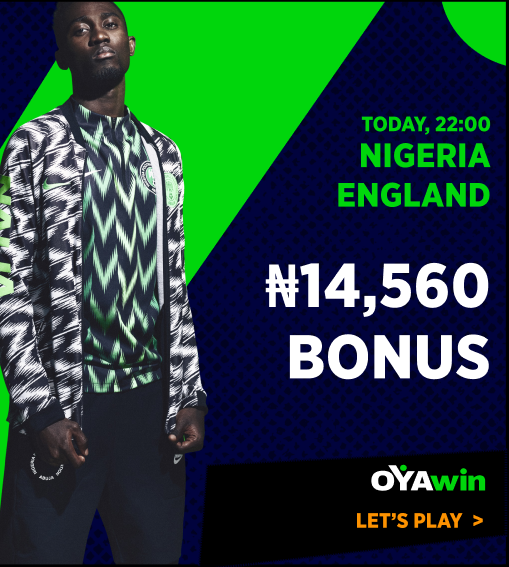 Nigeria vs England banner with bonus